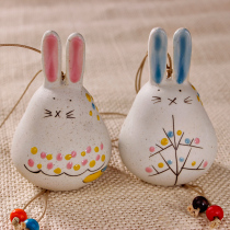 Jingdezhen handmade clay hanging wind chimes Hand-painted cartoon rabbit trinkets temple fair stalls supply