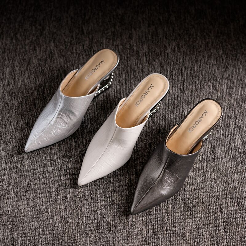 7cm Summer New Style High-Heeled Chunky Heel Closed-Toe Water-Dyed Leather Mules Celebrity Style Internet Celebrity Shoes 51017 7cm Summer New Style High-Heeled Chunky Heel Closed-Toe Water-Dyed Leather Mules Celebrity Style Internet Celebrity Shoes 51017