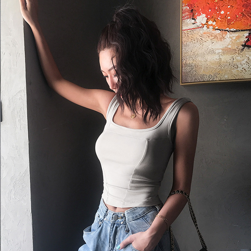 Camisole women's inner and outer wear trendy spring bottoming European and American sexy tight I-shaped ins nylon sleeveless top