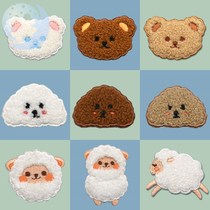 Cloth stickers cute cartoon self-sticking bear Teddy clothes plush scarf decorative embroidery patch cloth broken