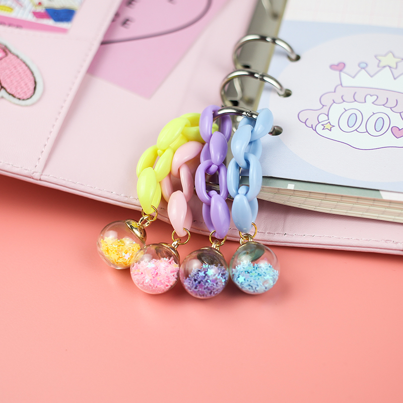 Net red glitter glass ball loose-leaf handbook DIY handmade accessories cute ins girl heart decoration pendant