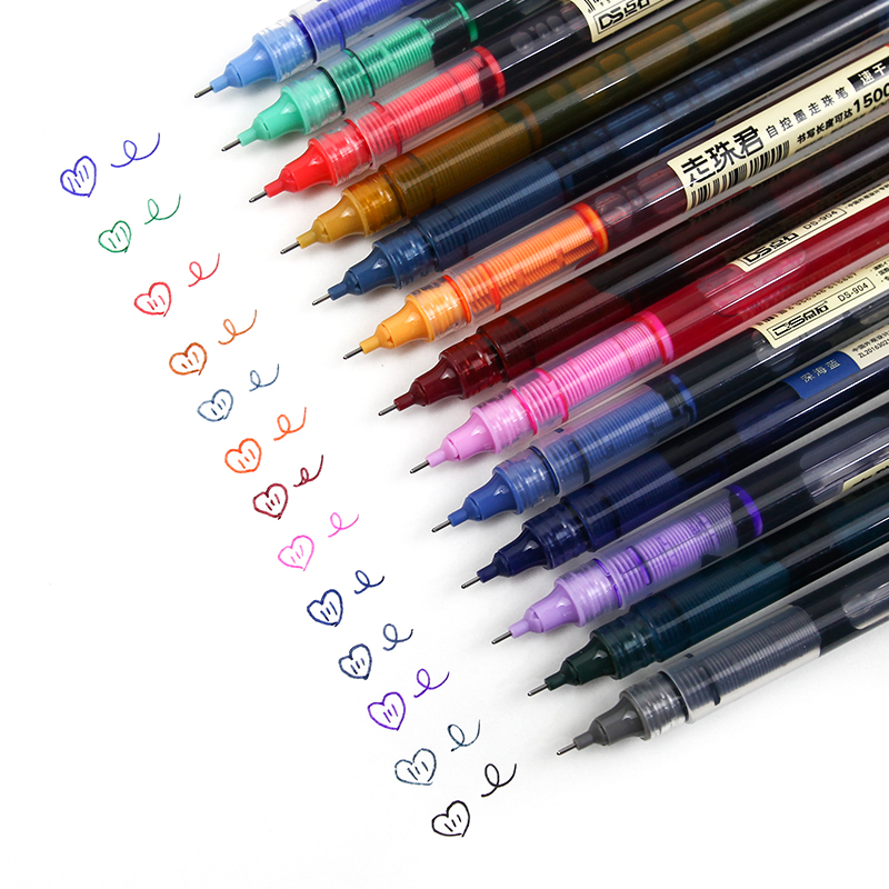 Point Stone Speed Dry Straight Liquid Type Aqueous Ballpoint Pen students use transparent 0-5mm black needle tube type Pen Creative Brief