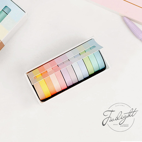 Macaron and paper adhesive tape composition suit 12 color base pure color candy color iridescent adhesive tape hand ledger DIY decoration