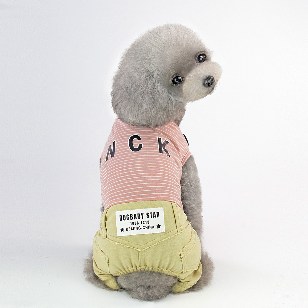 Pet mùa hè mới sọc chó bốn chân Teddy VIP hơn gấu nhỏ chó mèo jumpsuit quần áo - Quần áo & phụ kiện thú cưng nón cho chó