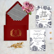 Simple drawing lines hand-painted simple beautiful hipster wedding invitation invitation invitation letter invitation invitation invitation