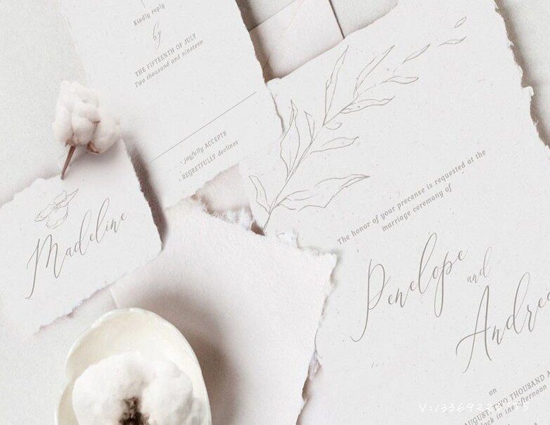 Wedding invitations menu hand-painted black and white stick figure wedding invitations wedding invitations birthday hand torn edge cotton paper