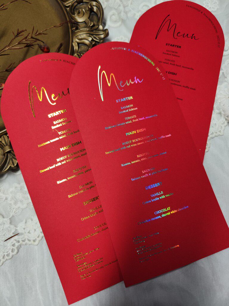 Menu seat card wedding birthday party party Chinese red stamping custom
