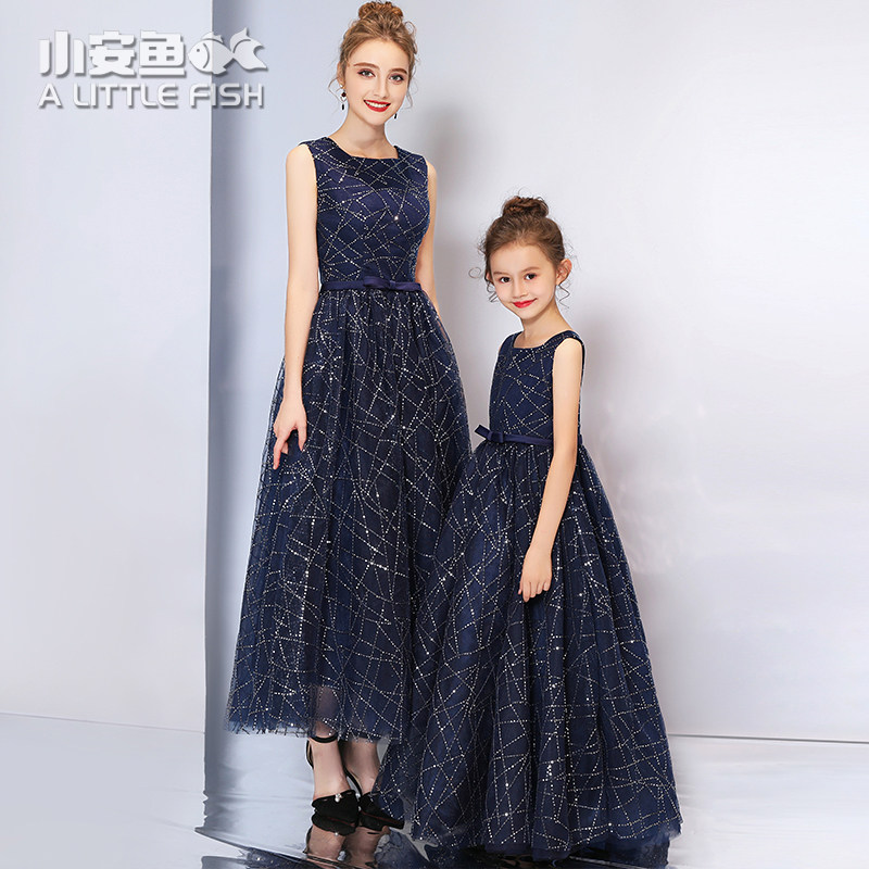 Parent-child dress, mother and daughter dress, dress, spring and summer, princess dress, fashion model, catwalk, piano performance dress, evening dress, western style