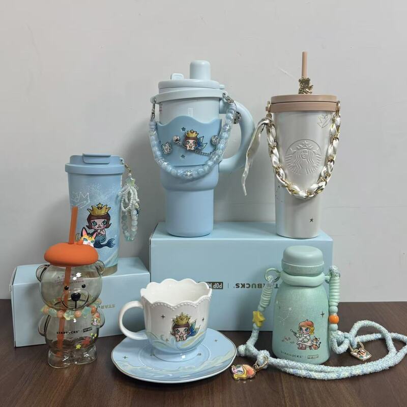 Starbucks Cup Bubble Mart Molly Collaboration Soft Snow Star Dream Large Capacity Straw Coffee Travel Thermos Cup