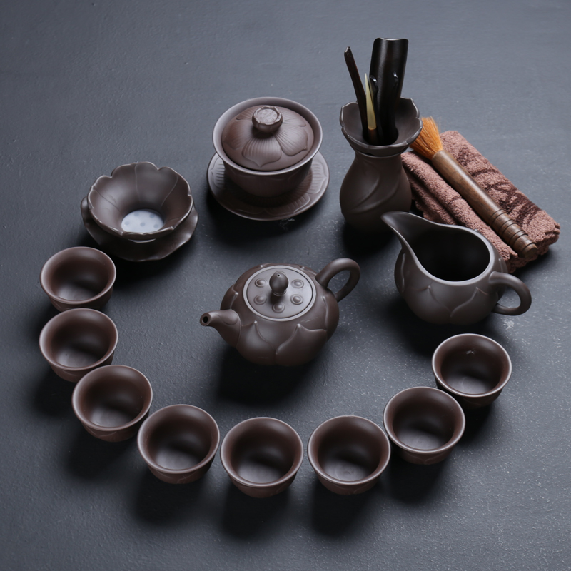 Yixing Purple Sand Tea Set set ceramic Home Gongfu Tea Living room Tea Chinese style Brief tea Tea Tea Tea Tea tea-Taobao