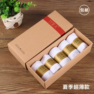 Tất nam mỏng mùa xuân và mùa hè của Bamboo family, tất khử mùi sợi tre, tất nam ống ngắn, đóng hộp 5 đôi - Vớ nam