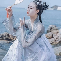 Vách đá lạnh mới Han Han Tang trang phục trang phục Hanfu nữ hàng ngày được cải tiến thêu ngực Qi váy rõ ràng và thanh lịch - Quần áo ngoài trời áo khoác nữ lining