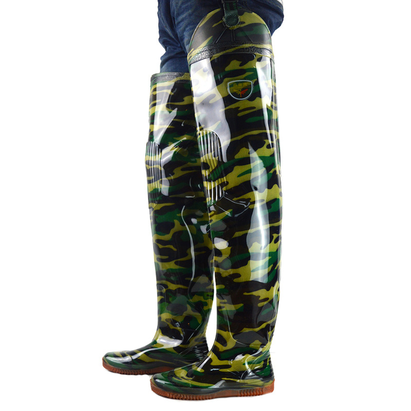 Over-the-knee planting boots men's tall paddy field shoes and socks women's farmland shoes under the field rain boots lengthened rubber shoes flat water shoes