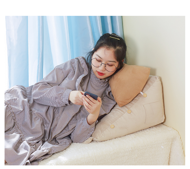 Giường lớn lưng tam giác gối đệm đệm gối cửa sổ sofa dễ thương phòng ngủ eo lưng đệm gối - Trở lại đệm / Bolsters chăn gối 2 trong 1