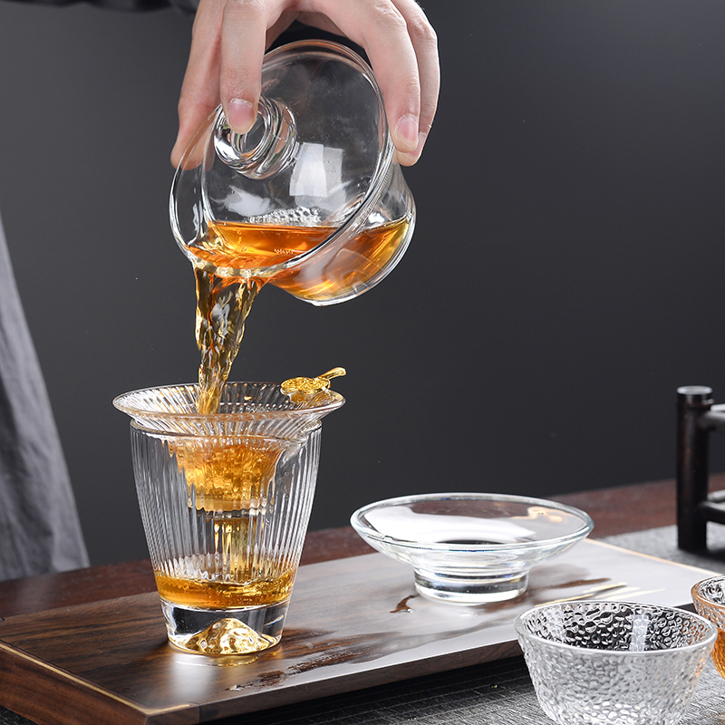 Transparent glass tureen kung fu tea set three to make tea household heat resisting high temperature) the teapot teacup set to use