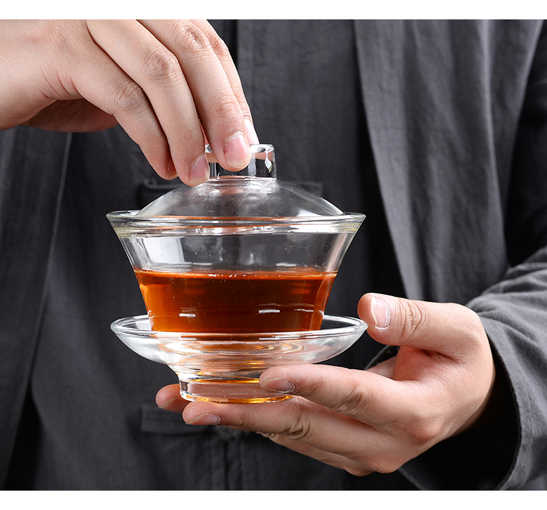 Transparent glass tureen kung fu tea set three to make tea household heat resisting high temperature) the teapot teacup set to use