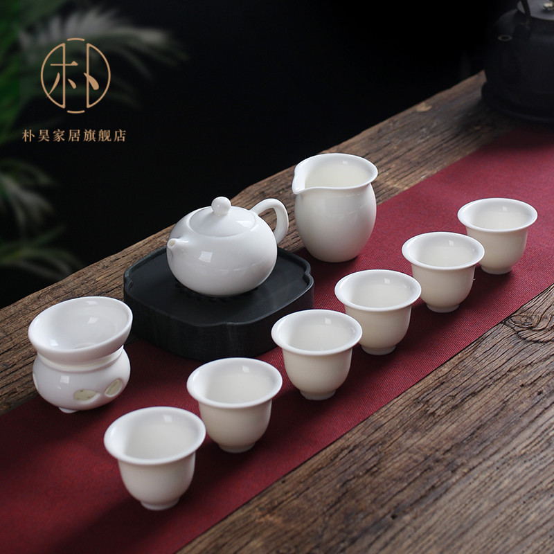 Park Haode white pot teapot set Household ceramic kung fu tea set tea set tea set