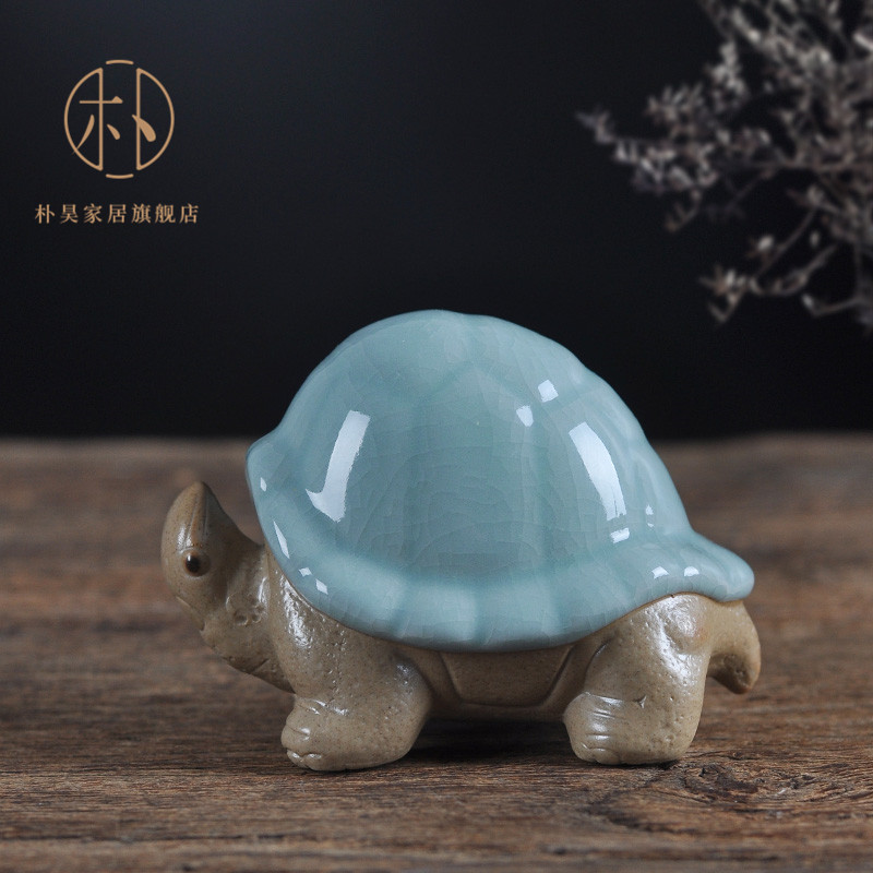 Park Hao Ru Kiln Open Sheet Ceramic Tea Darling Longevity Tortoise Pendulum Pieces Kongfu Tea Dish Tea Tray Accessories for Nourishing Tea