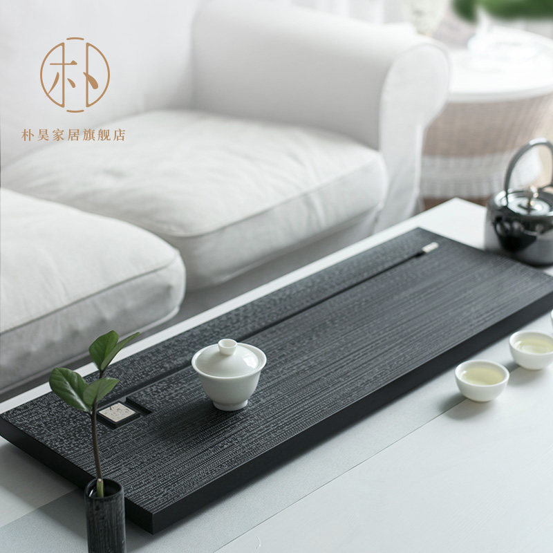 Pu Hao natural black stone tea tray household whole stone tea tray stone tea sea simple creative personality tea table