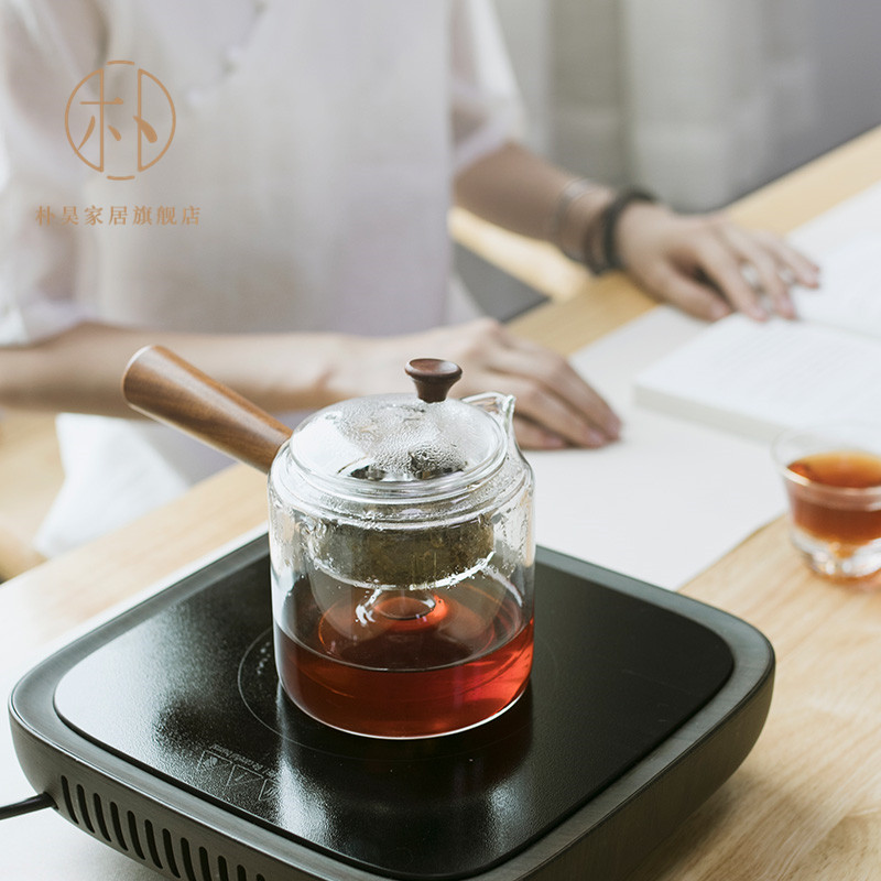 Park Hao glass steam teapot heat filter steam cooking tea machine side of the electric ceramic tea furnace black Pu - ba tea set