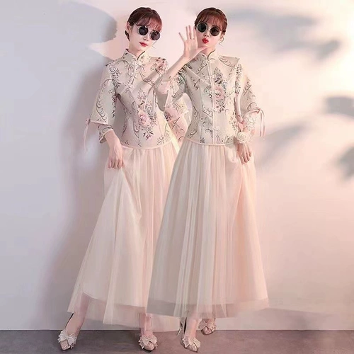 Ретро платье подружки невесты, китайский стиль, для подружки невесты, по фигуре