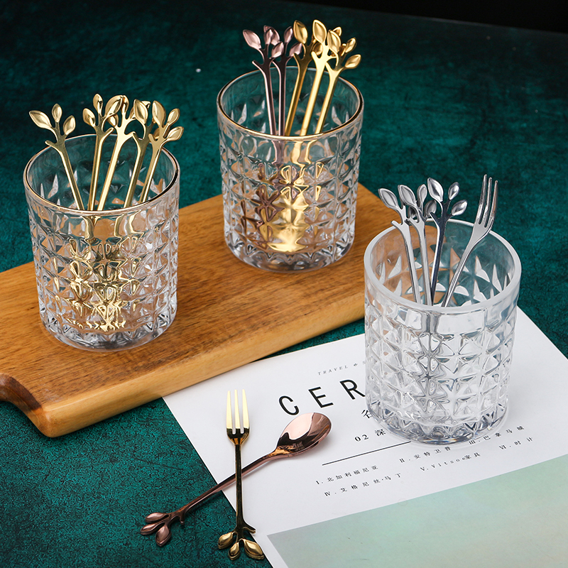 Leaf fruit fork suit light extravagant INS small fork Home European style cake fork stainless steel fruit sign sweet pitchforks-Taobao