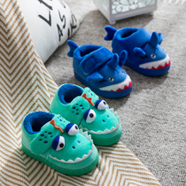 Childrens cotton slippers autumn and winter boys and girls baby non-slip infant home cotton shoes wool shoes heel warm cotton shoes