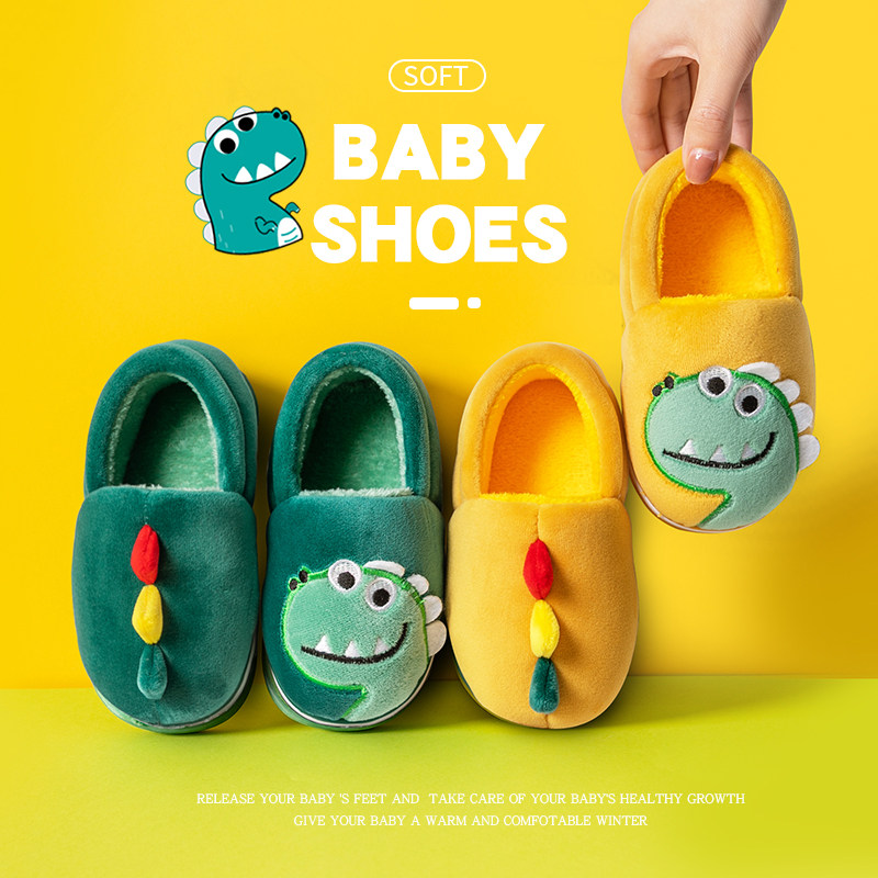 CHILD COTTON SLIPPERS BAG HEEL WINTER MALE AND FEMALE SLIPPERS BABY INDOOR HOME NON-SLIP TODDLER PARENT-CHILD HOME COTTON SHOES