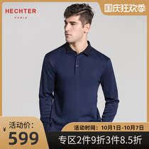 Hechter French deniette counter new lapel slim long sleeve T-shirt men polo shirt base shirt