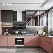 Norbeni L-shaped paint board monolithic cabinet custom modern stainless steel kitchen cabinet quartz stone multi-layer solid wood