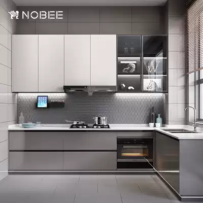 Norbeni modern minimalist solid wood integral cabinet custom integral stainless steel kitchen? Car integrated stove custom-made Whole House