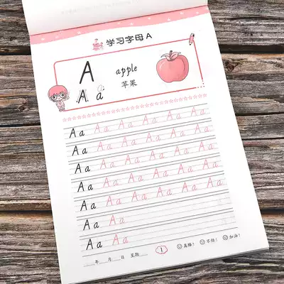 26 English letters describe English English letters, uppercase and lowercase, red practice book, basic word cognition