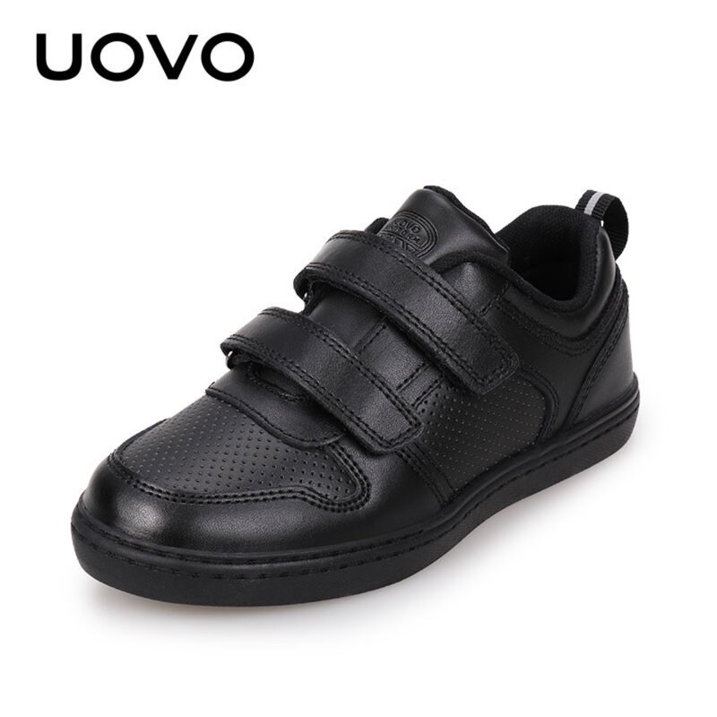 Uovo Kidsren's Leather Shoes for Primary School Students, Non-Slip, British Style, Spring & Fall, Black, Preppy, Fashionable, Casual, Sports, Boys' Shoes, Genuine Leather