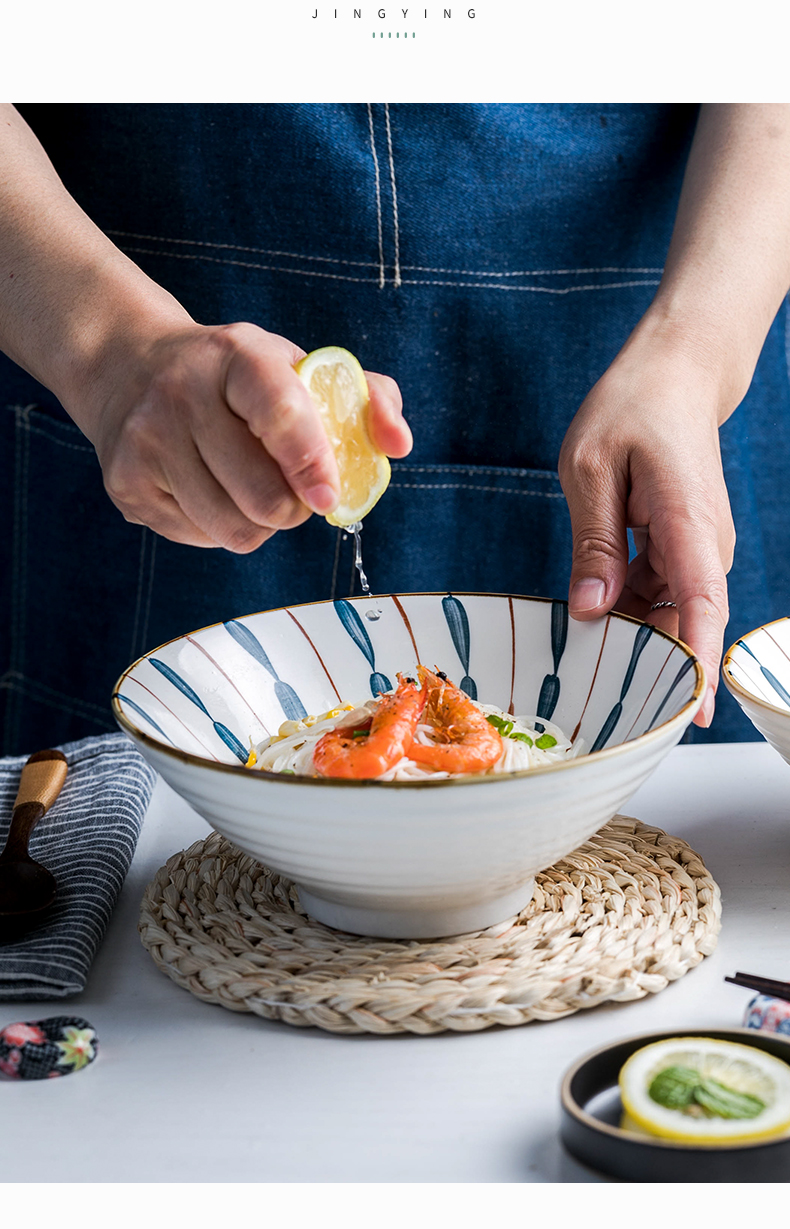 Japanese ceramics large soup bowl rainbow such always pull rainbow such use creative move noodles bowl of a single web celebrity ins household tableware