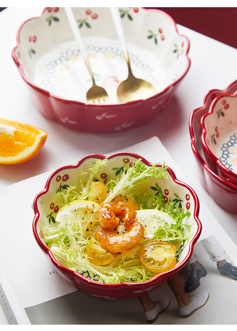 Japanese lovely ceramic tableware fruit salad web celebrity ins wind rainbow such as bowl cherries bowl of individual creative move