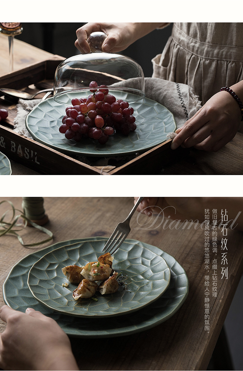 Jing ying, creative dish special dish of household ceramic disc stone plate heat resistant brick restoring ancient ways western food steak plate