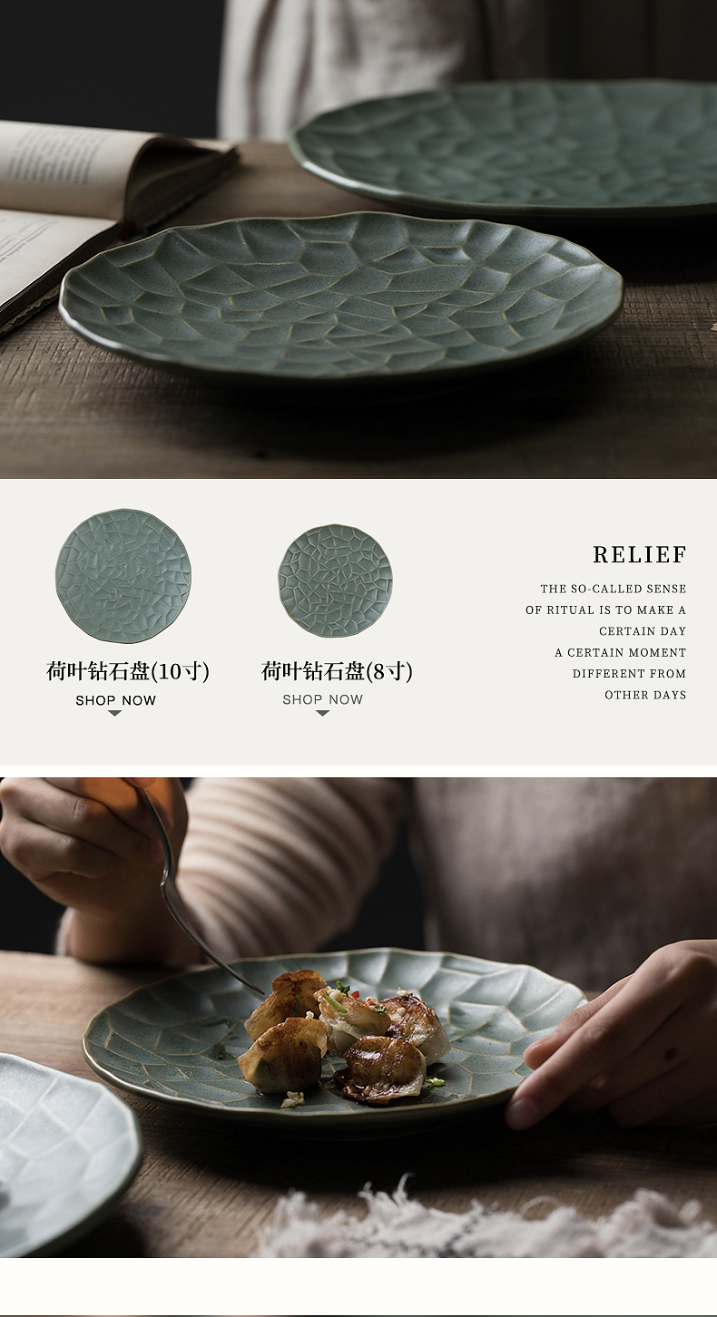 Jing ying, creative dish special dish of household ceramic disc stone plate heat resistant brick restoring ancient ways western food steak plate