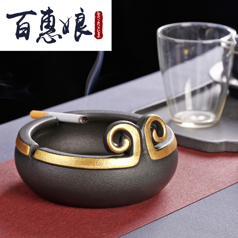 (niang creative Monkey King wu empty hoops ceramic ashtray home sitting room office windproof ash as cans