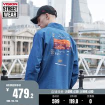 VISION Back Flight Driving Printed Multi-Button Drawstring Lapel Coach Jacket V201NN1010