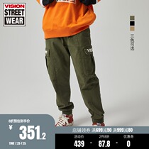 VISION STREET WEAR loose casual pants LOGO printing mens and womens pants with the same paragraph