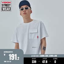 VISION STREET WEAR Men and women with the same printing back full printing patch trend short-sleeved T-shirt