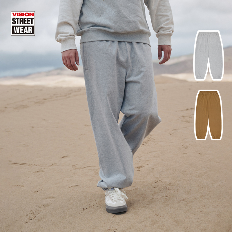 Vision Official American Street Style Loose Sports Knit Pants Without Side Seams, Jogger Sweatpants Available in 2 Colors for Both Men and Women