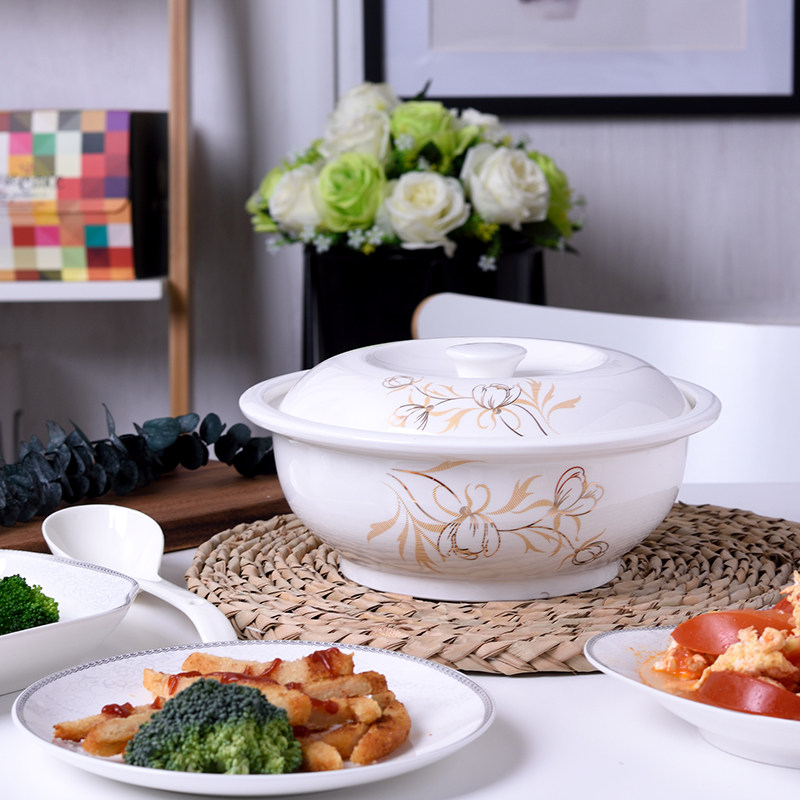 Japanese creative personality cute ceramic bowl with round soup pot with soup bowl bubble bowl pull bowl large