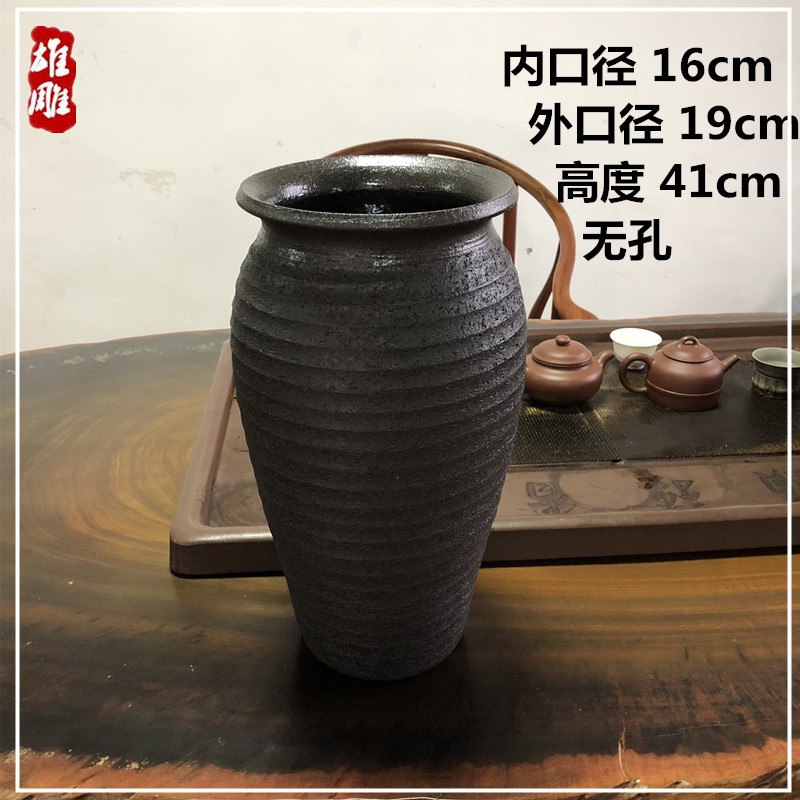 Bình tre phong phú phần cao nhà lớn phòng khách trang trí sàn không xốp thủy canh hoa gốm sắp xếp đất sét gốm thô - Vase / Bồn hoa & Kệ mua chậu trồng cây