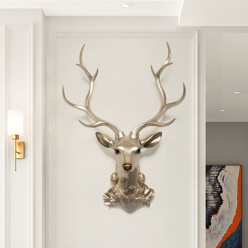 Light Extravagant Solid Deer Head Wall Pendant Living Room TV Background Wall Hanging Adorned into the family Guan Guan Wall Decoration-Taobao