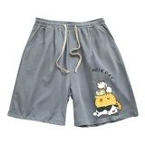 Мультяшные шелковые летние тонкие шорты, пляжные штаны для отдыха, подходит для подростков, оверсайз, для средней школы