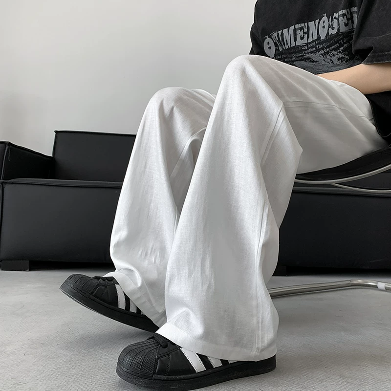 Летние тонкие шелковые casual брюки, свободный крой, плюс size