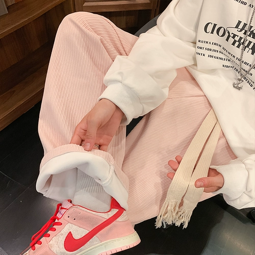 Tide, вельветовые демисезонные мужские утепленные штаны, большой размер, свободный прямой крой