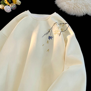 New Chinese-Style Embroidered Sweatshirt for Men, Autumn and Winter Thickened Fleece Warm Cotton Jacket, Trendy Hoodless Outerwear