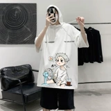 Футболка с коротким рукавом с капюшоном, летняя толстовка для мальчиков, парная одежда для влюбленных, подходит для подростков